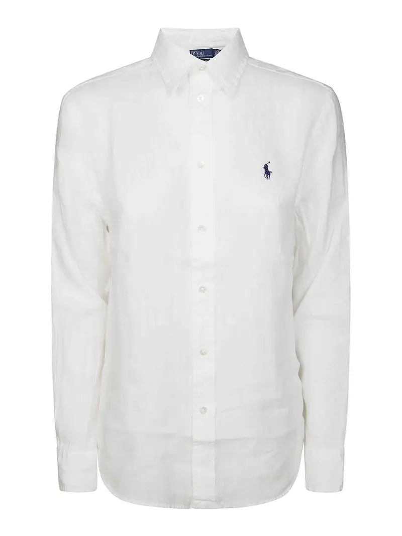 Camicia anteriore classica a manica lunga Bianco