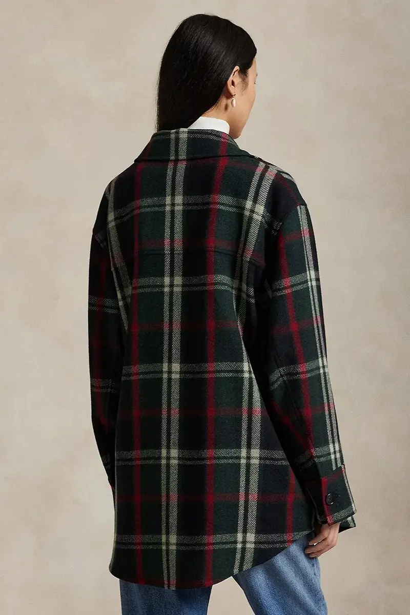 camicia con lana Woven Sport colore verde 211971524 miniatura 3