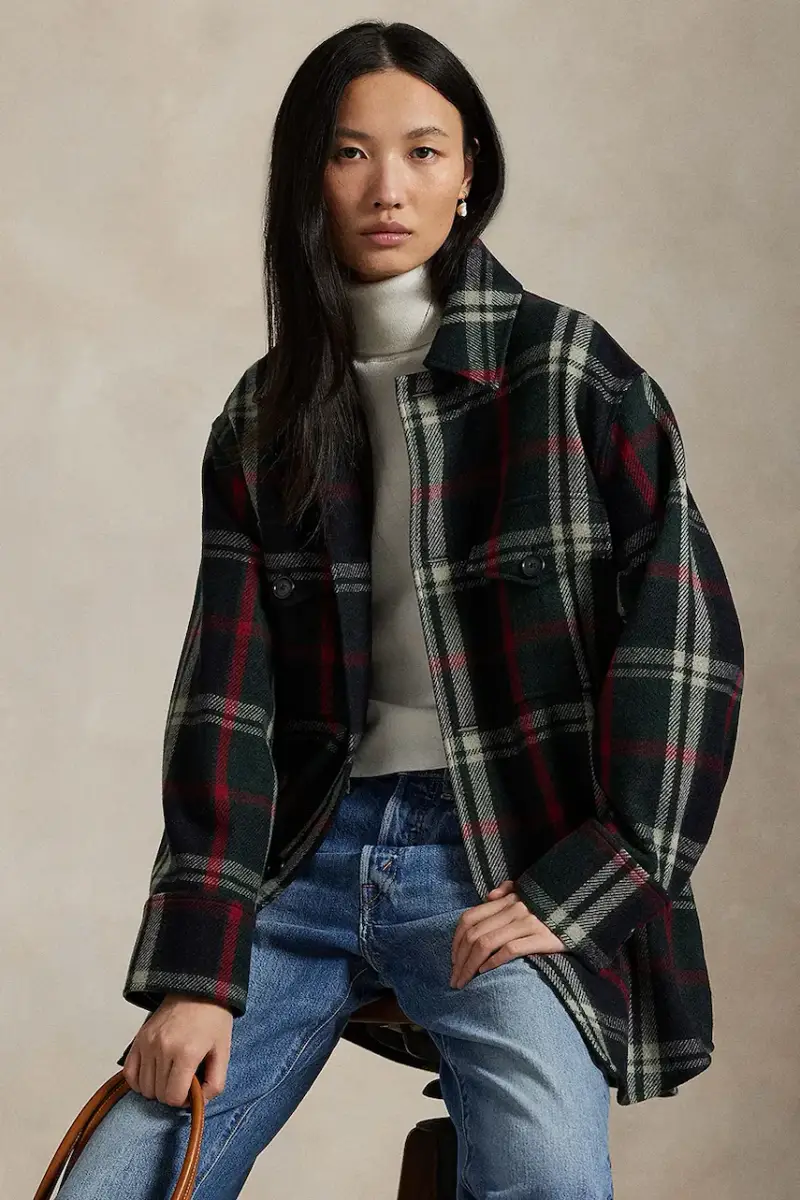 camicia con lana Woven Sport colore verde 211971524