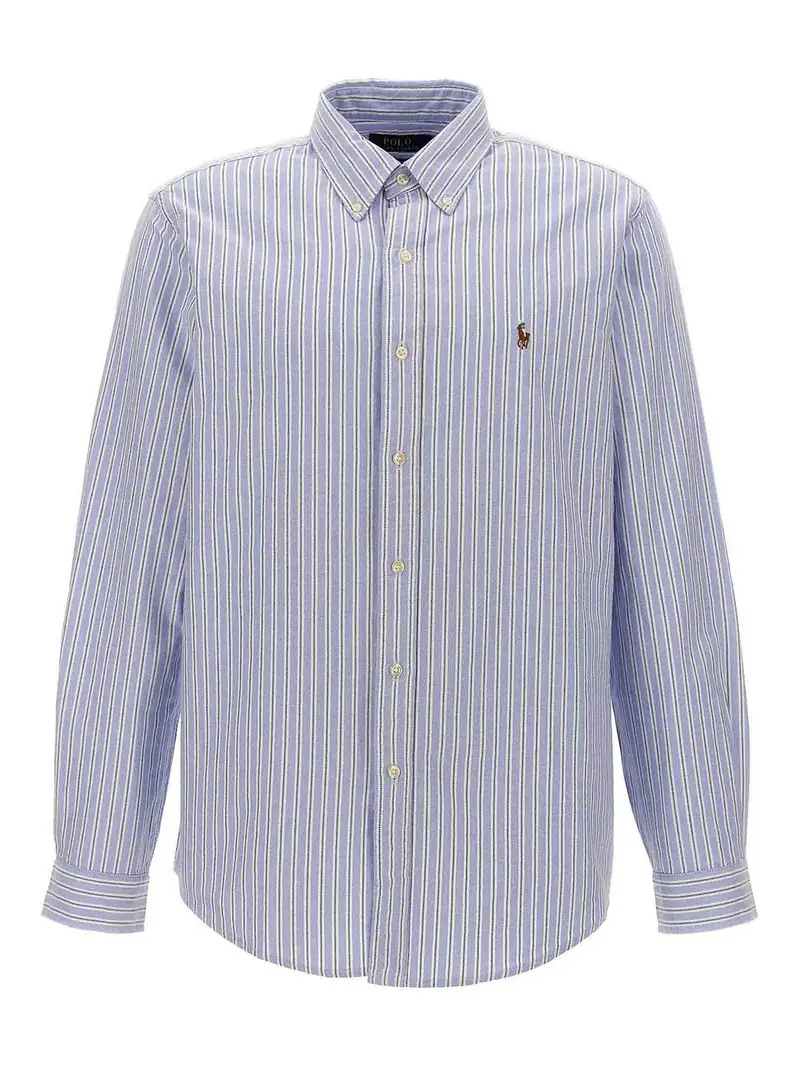 Camicia con ricamo logo Azzurro