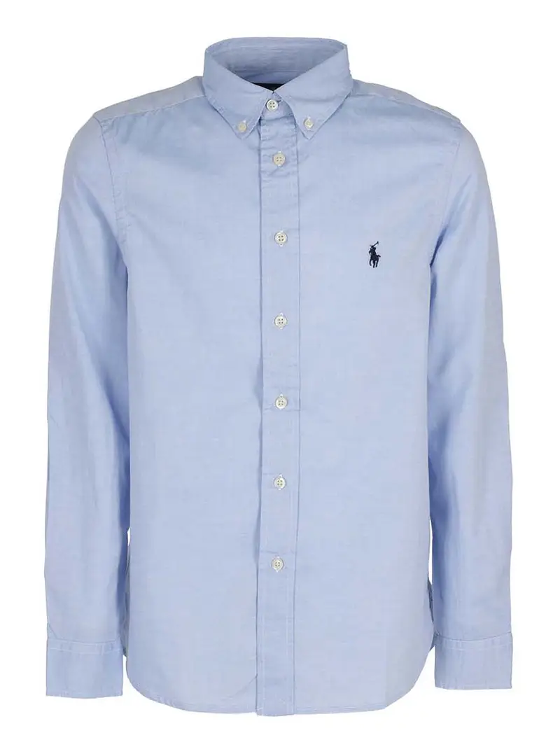 Camicia con ricamo logo Blu