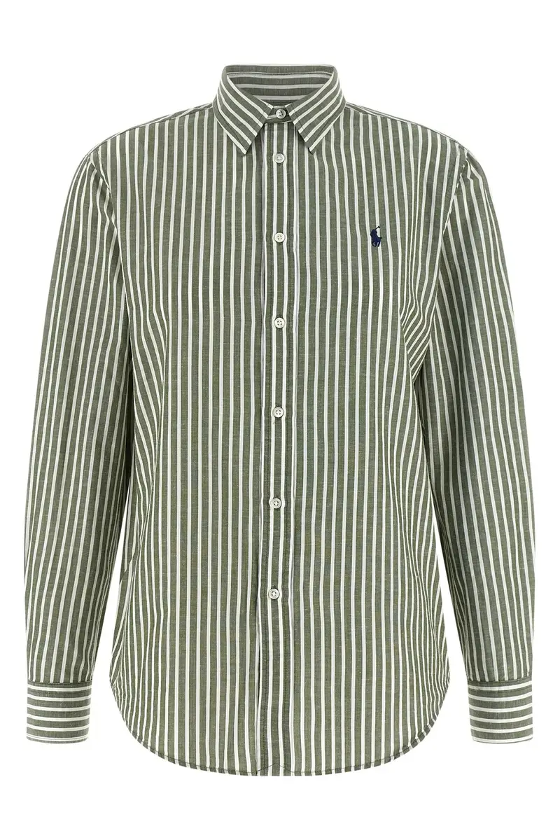 Camicia Cotone E Lino Verde