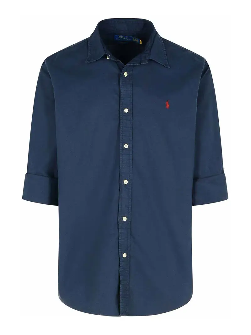 Camicia di cotone blu