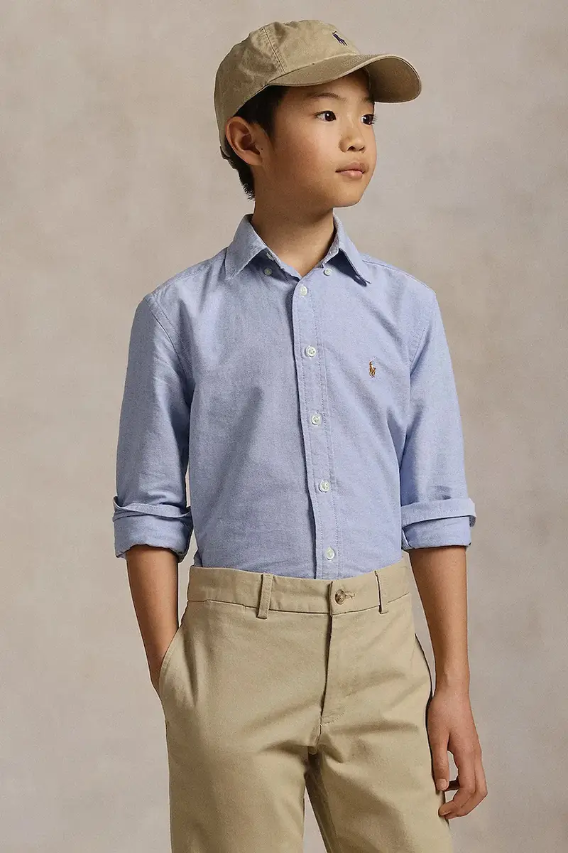 camicia di cotone per bambini colore blu 323677133002