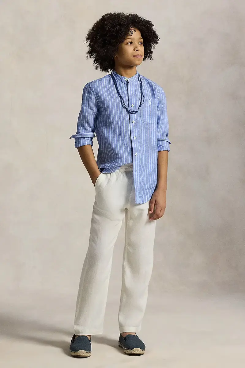 camicia di cotone per bambini colore blu 323964594001 miniatura 4