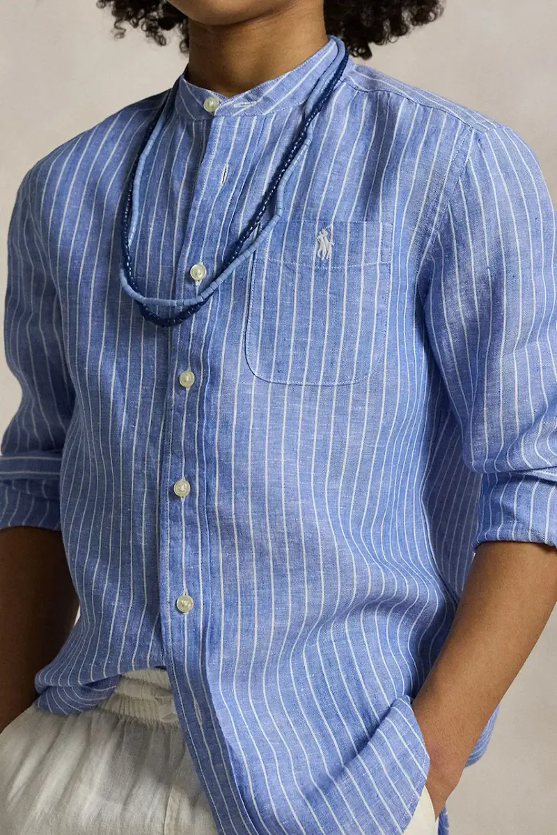 camicia di cotone per bambini colore blu 323964594001 miniatura 5