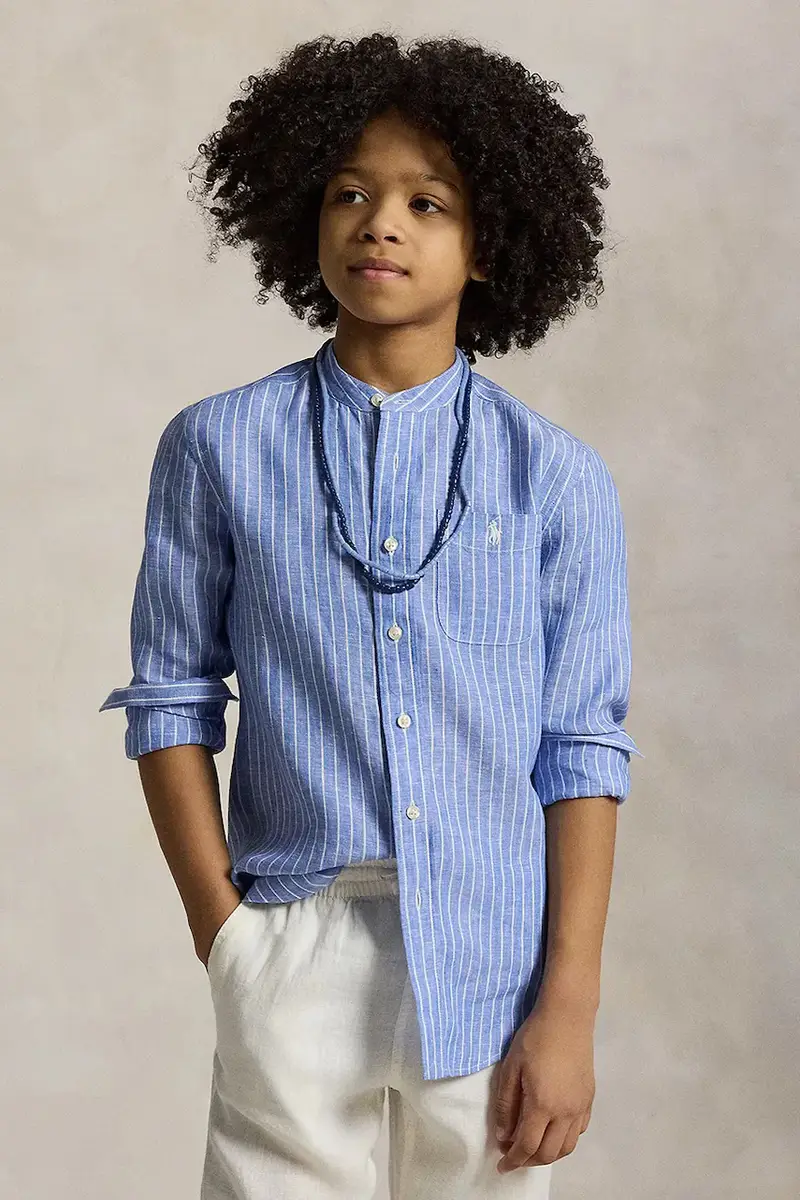 camicia di cotone per bambini colore blu 323964594001