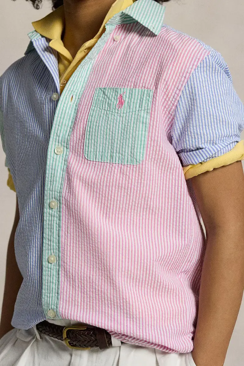 camicia di cotone per bambini colore blu 323964691001 miniatura 5