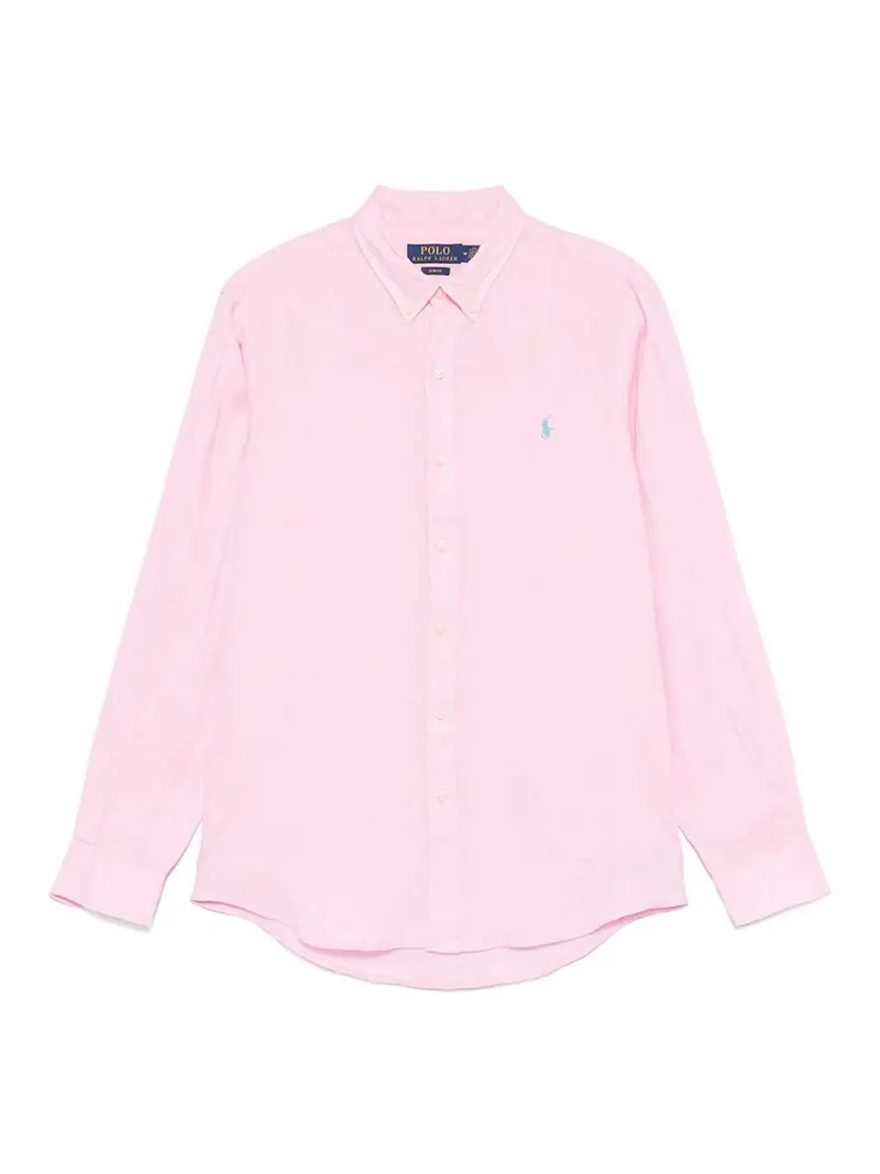 Camicia di cotone rosa con logo ricamato Color Carne E Neutri