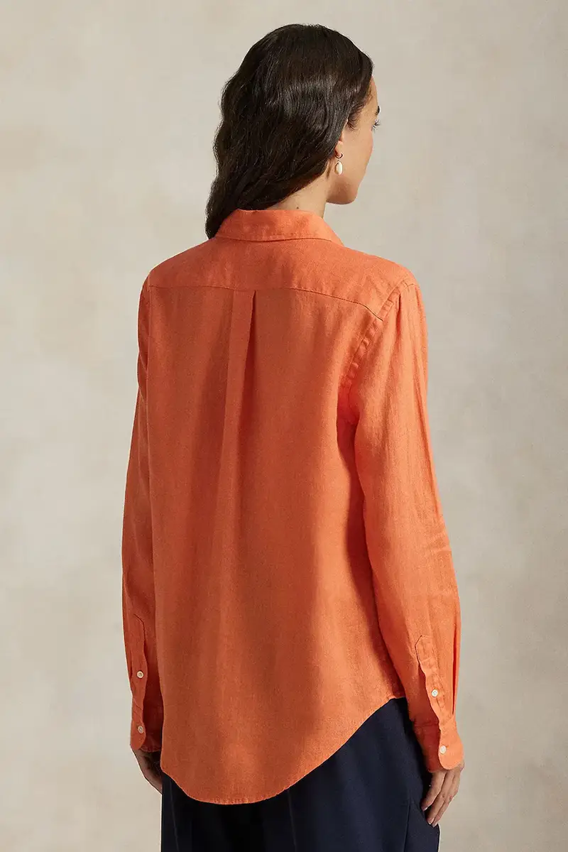 camicia di lino colore bianco 211970730 Arancione miniatura 2