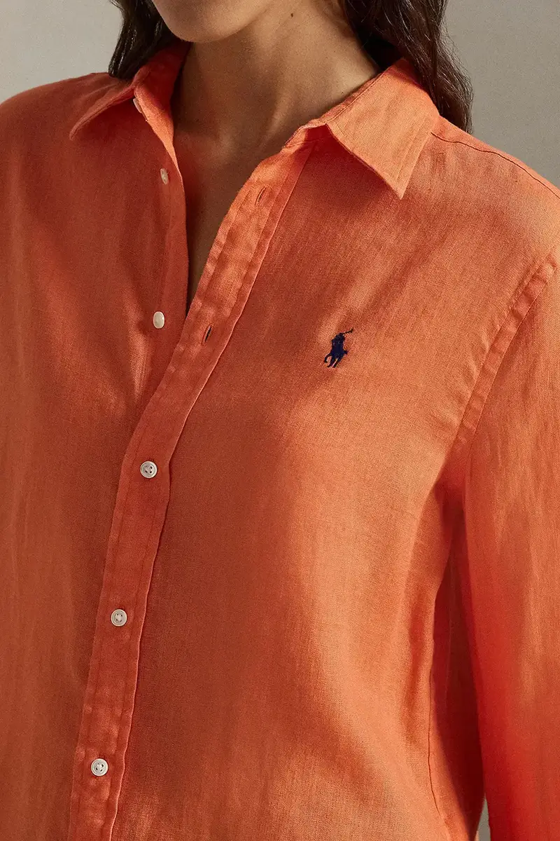 camicia di lino colore bianco 211970730 Arancione miniatura 4