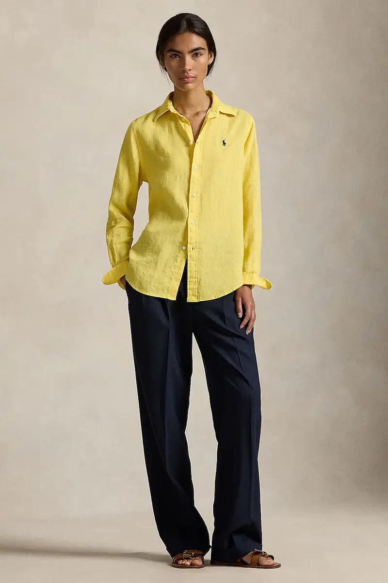 camicia di lino colore bianco 211970730 Giallo miniatura 3