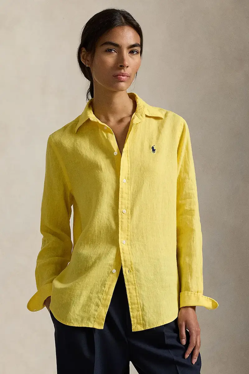 camicia di lino colore bianco 211970730 Giallo