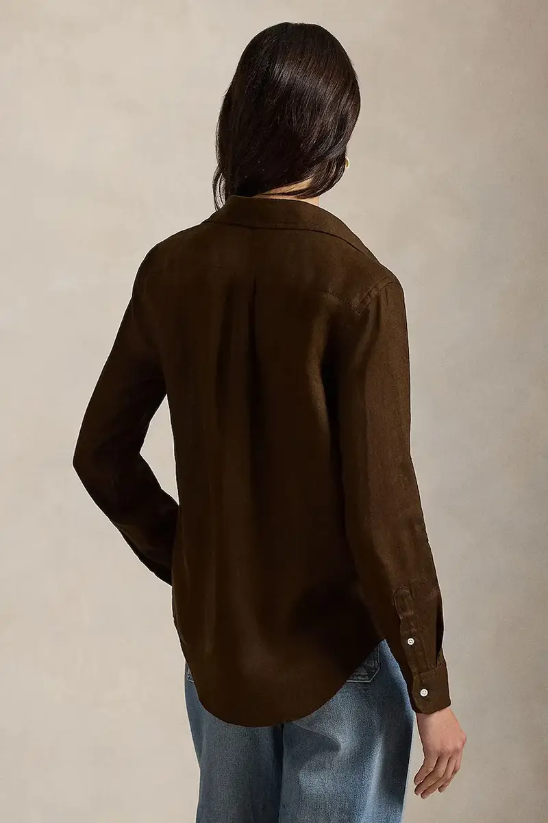 camicia di lino colore bianco 211970730 Marrone miniatura 2