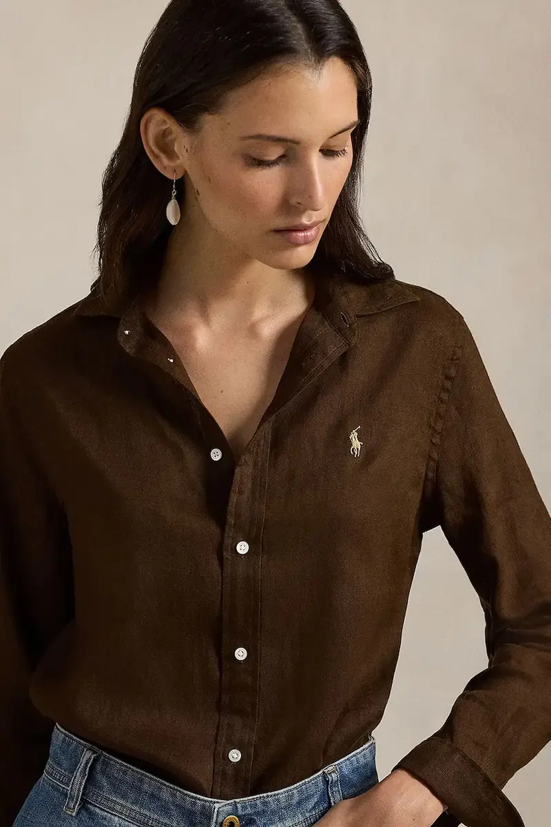 camicia di lino colore bianco 211970730 Marrone miniatura 4