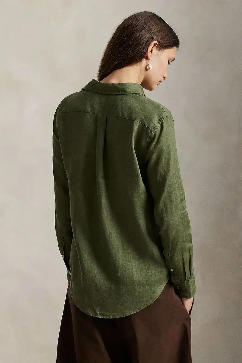 camicia di lino colore bianco 211970730 Verde miniatura 2