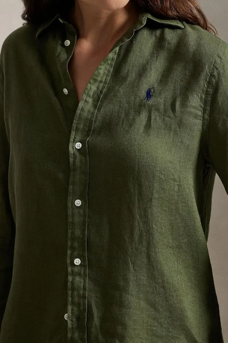 camicia di lino colore bianco 211970730 Verde miniatura 4