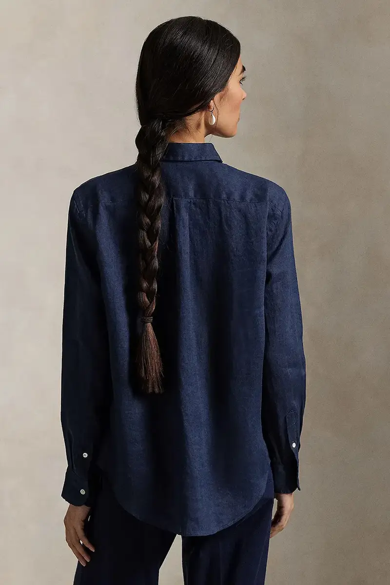 camicia di lino colore blu navy 211970730 miniatura 2