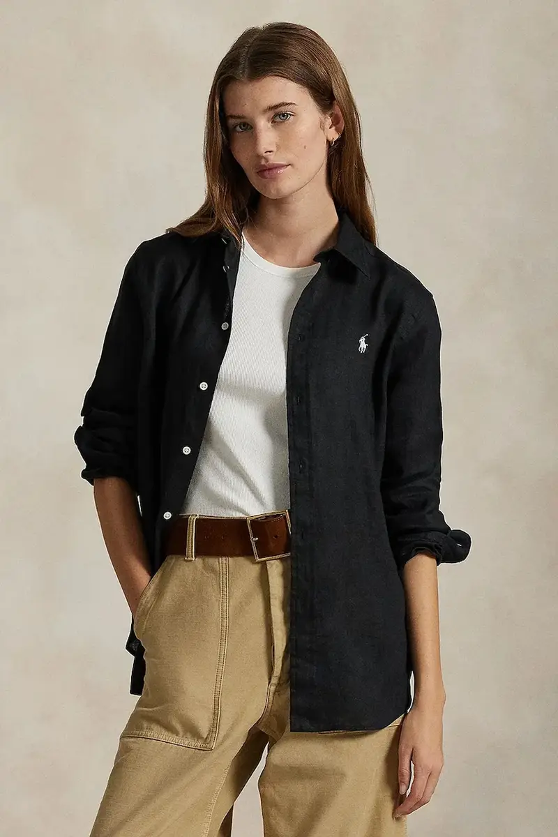 camicia di lino colore nero 211970730