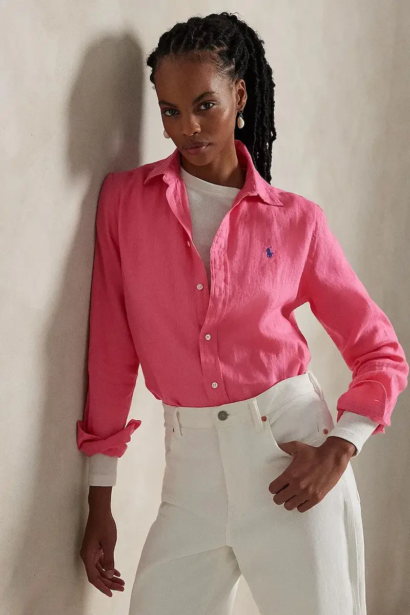 camicia di lino colore rosa 211970730