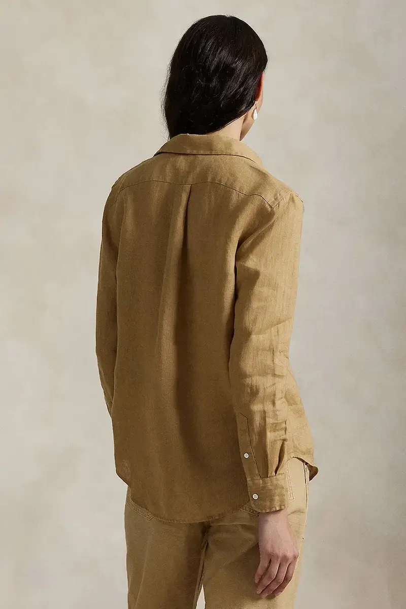 camicia di lino colore verde 211970730 Beige miniatura 2