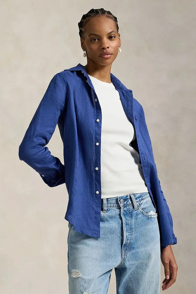 camicia di lino colore verde 211970730 Blu