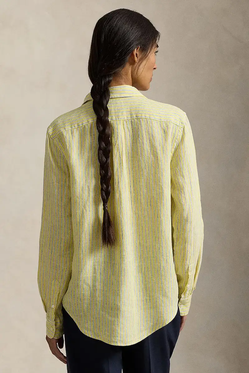 camicia di lino donna colore giallo 211A96158 miniatura 2