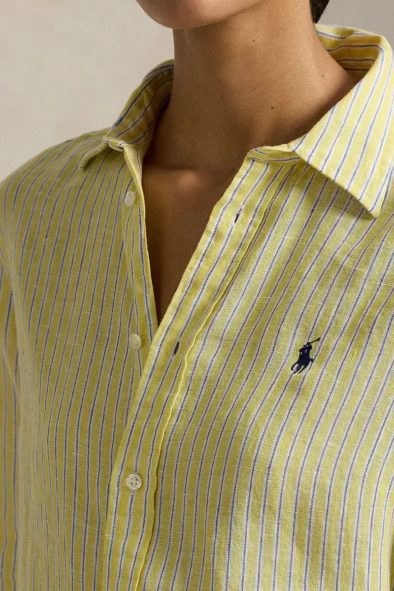 camicia di lino donna colore giallo 211A96158 miniatura 4