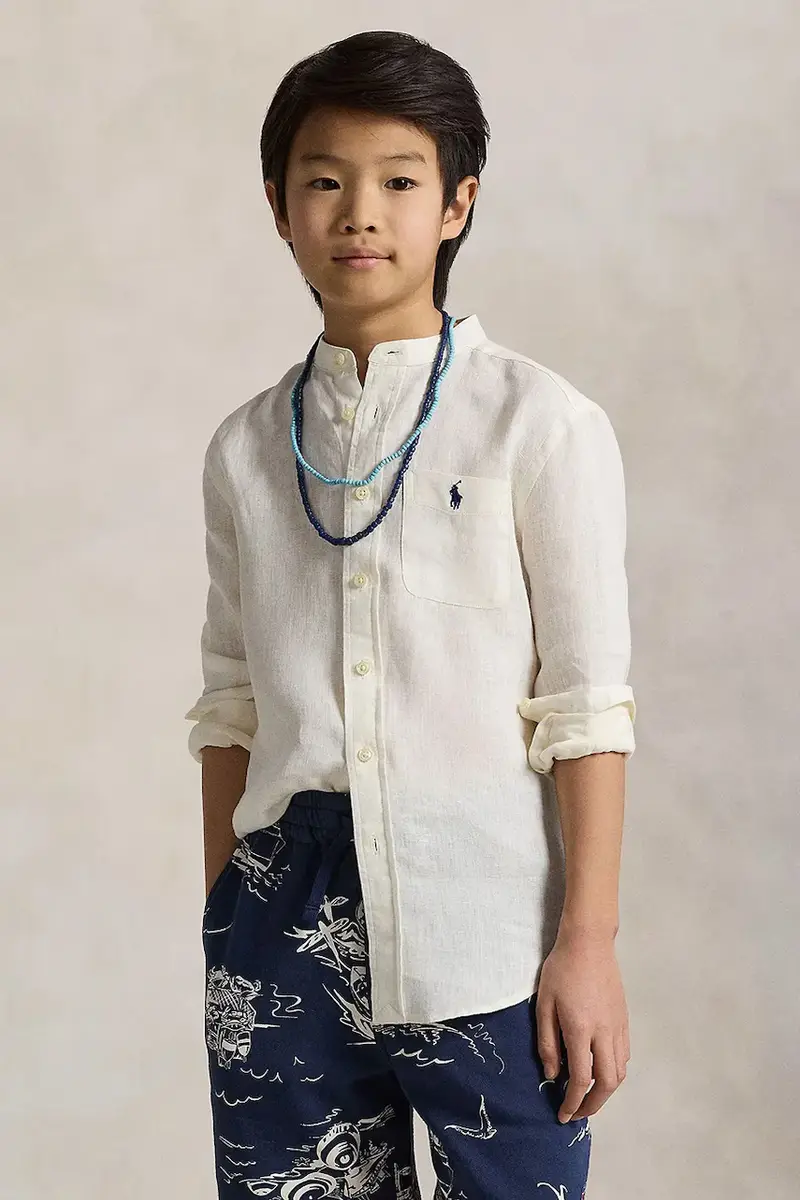 camicia di lino per bambini colore bianco 323964592002