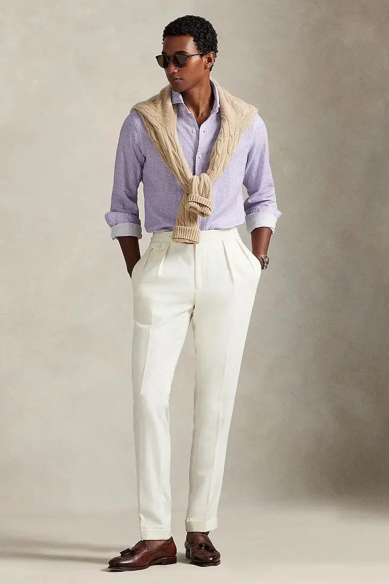 camicia di lino uomo colore rosa 710974546 Violetto miniatura 4