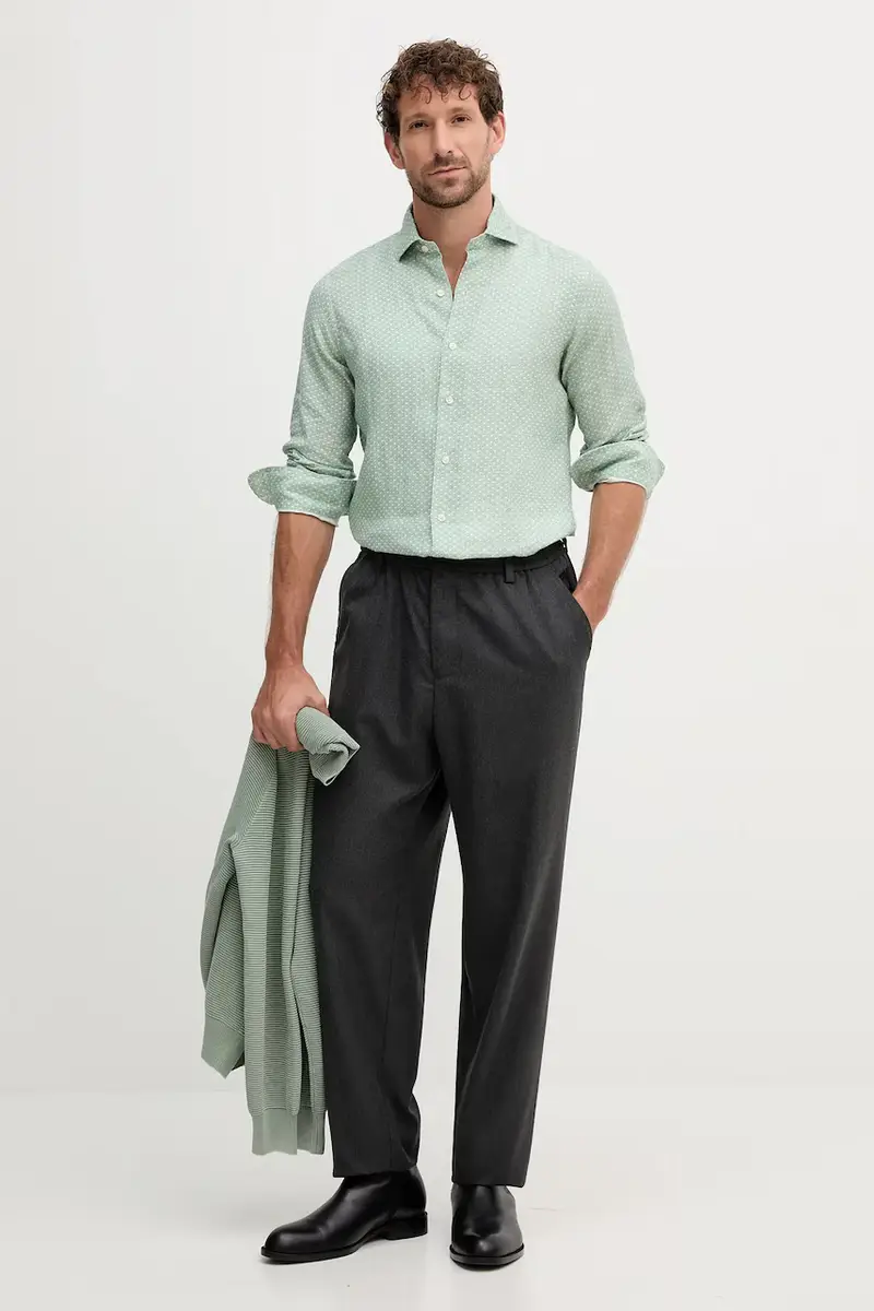 camicia di lino uomo colore verde 710974546 miniatura 2