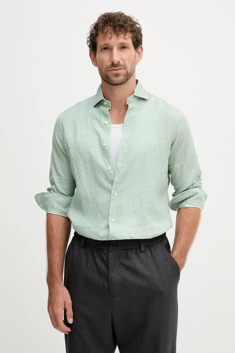 camicia di lino uomo colore verde 710974546