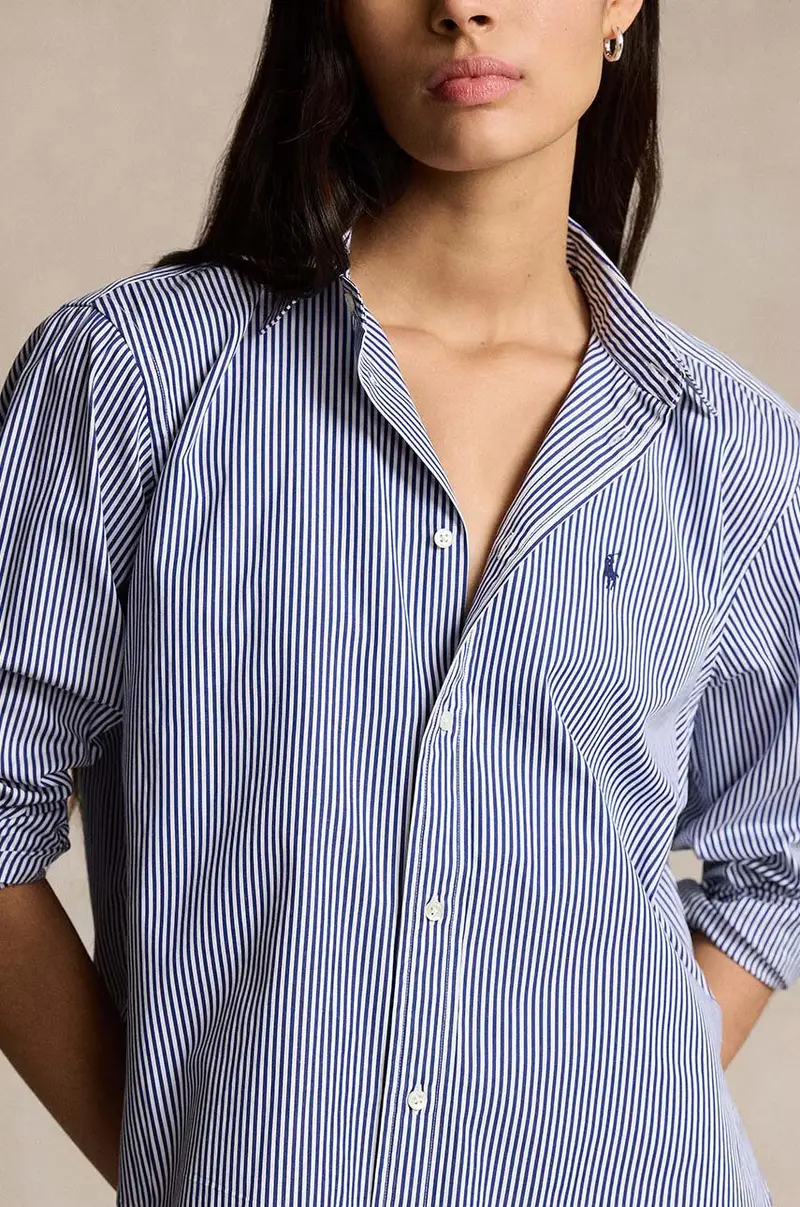 camicia in cotone Blu miniatura 3