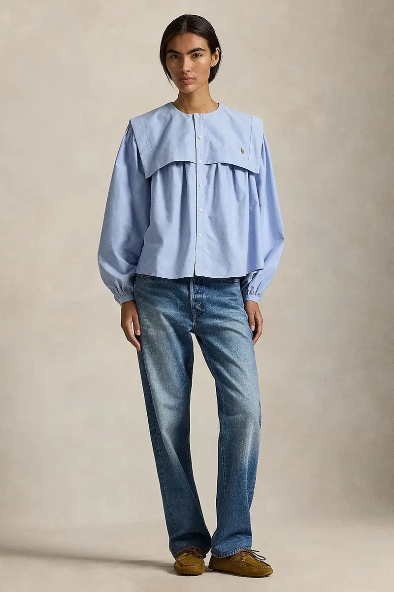 camicia in cotone Blu miniatura 3