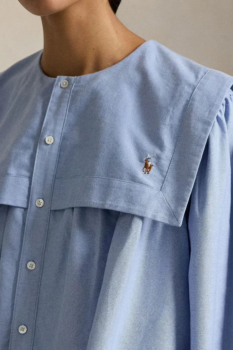 camicia in cotone Blu miniatura 4