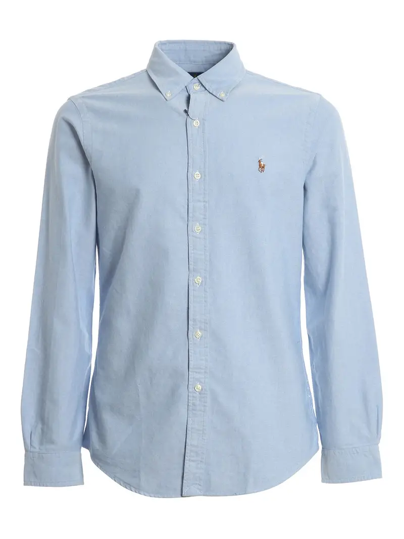 Camicia in cotone con colletto button down Azzurro