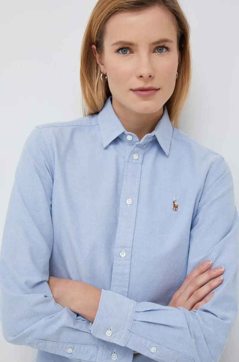 camicia in cotone donna Blu