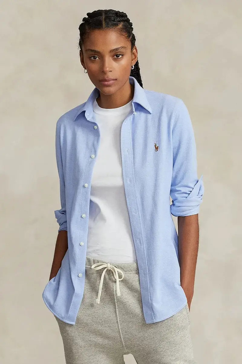 camicia in cotone donna Blu