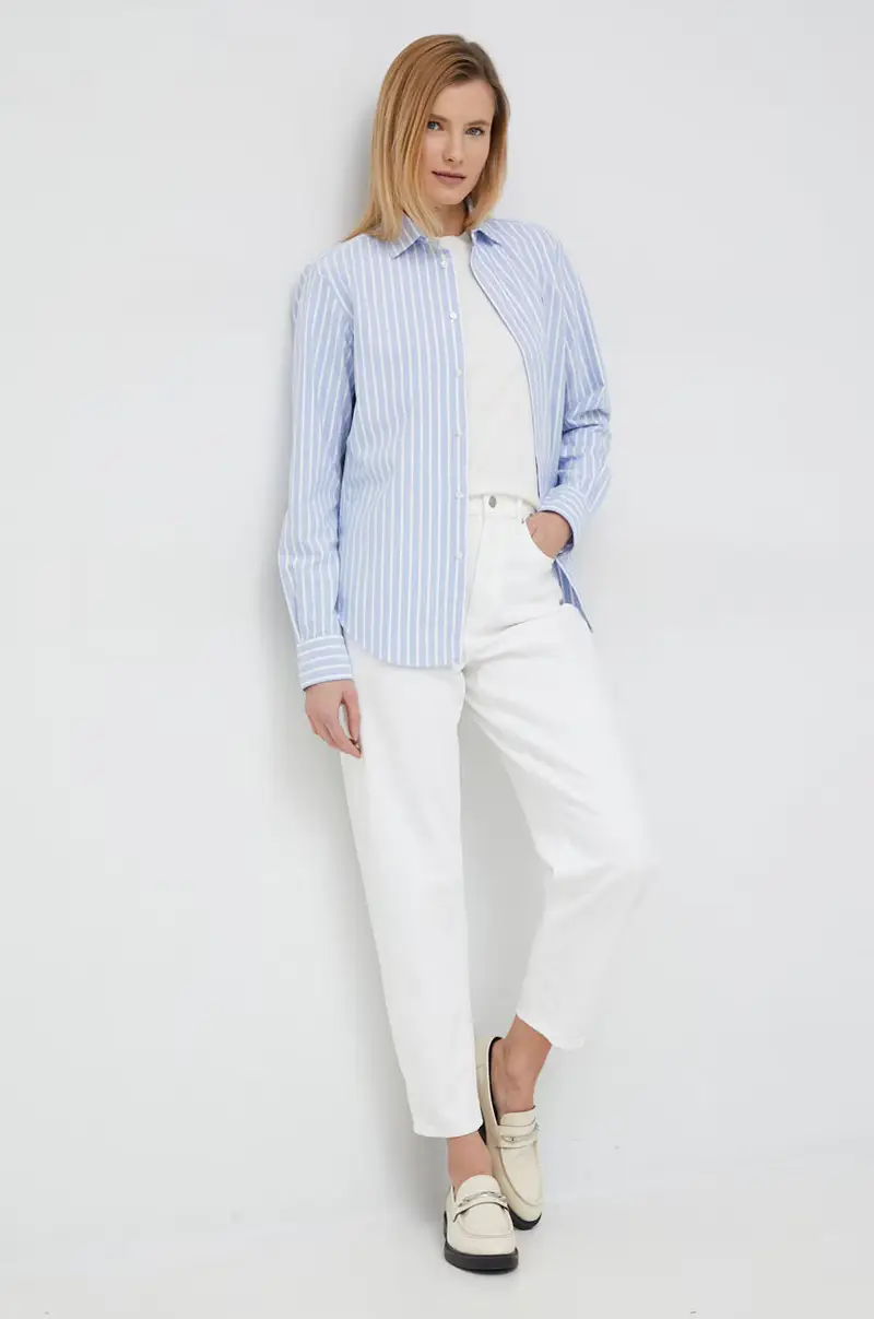 camicia in cotone donna Blu miniatura 3