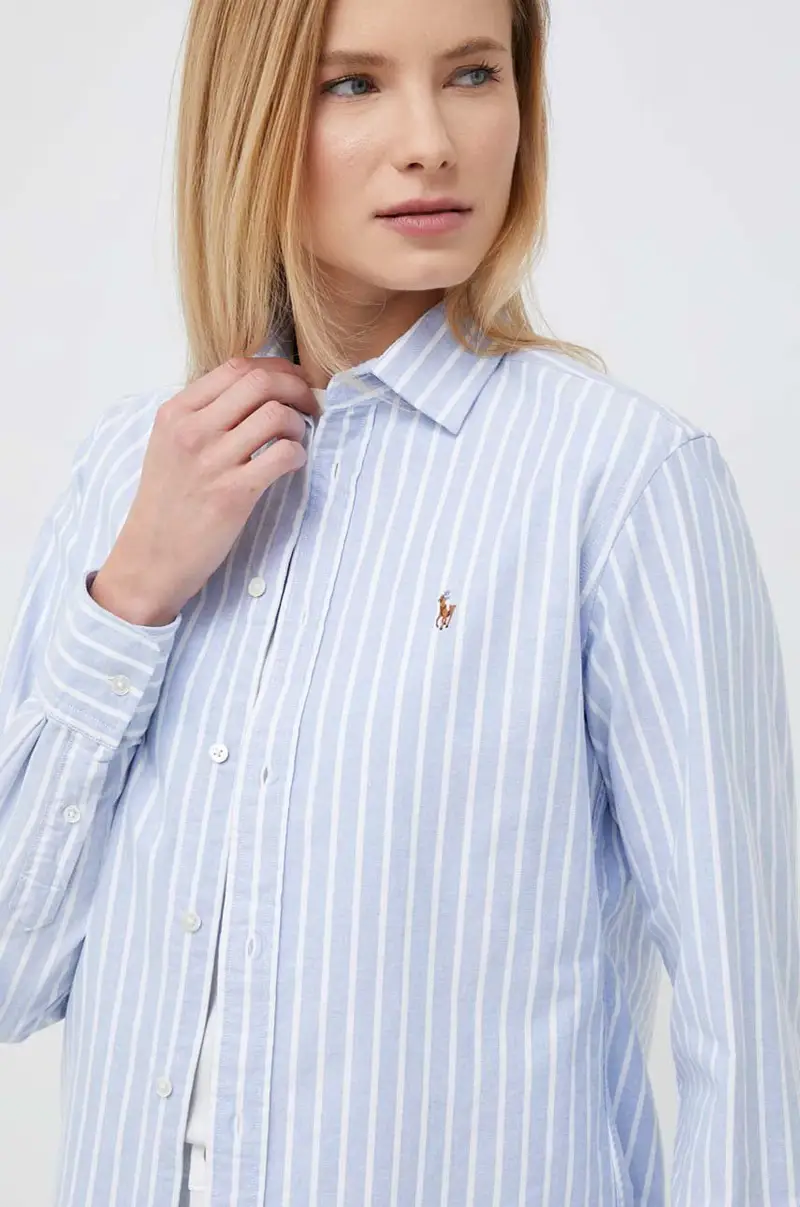 camicia in cotone donna Blu miniatura 5