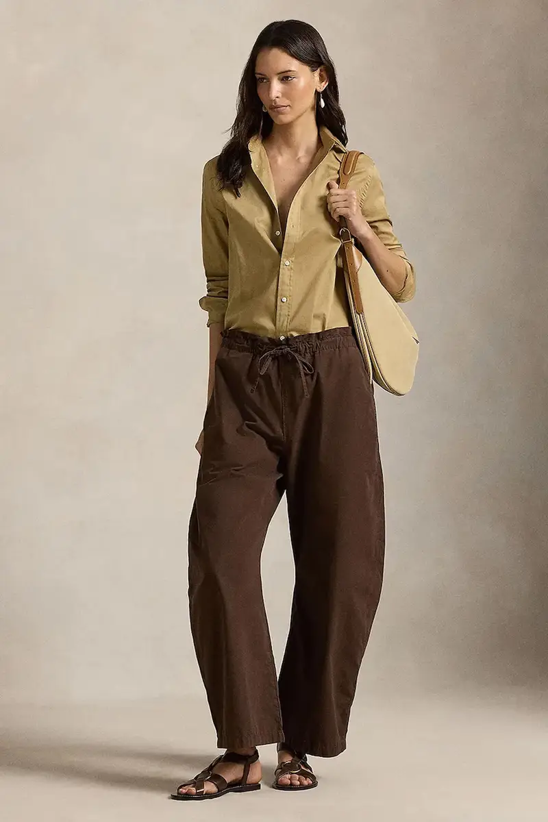 camicia in cotone donna colore beige 211A92177 Marrone miniatura 3