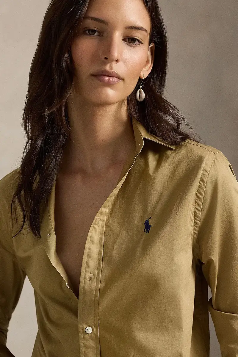 camicia in cotone donna colore beige 211A92177 Marrone miniatura 4