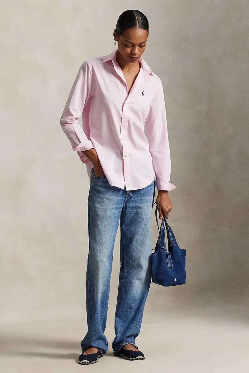 camicia in cotone donna colore beige 211A92177 Rosa miniatura 3