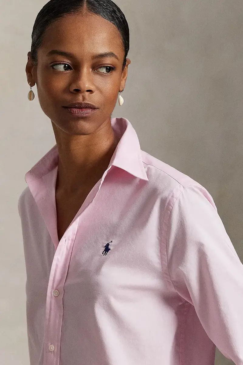 camicia in cotone donna colore beige 211A92177 Rosa miniatura 4