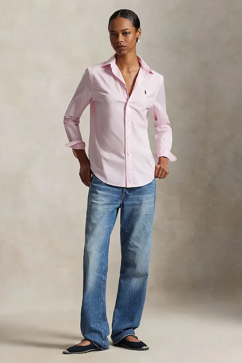 camicia in cotone donna colore beige 211A92177 Rosa miniatura 5