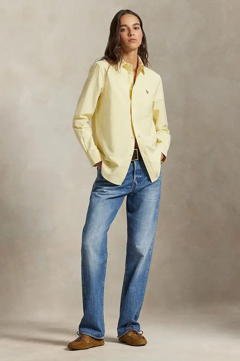 camicia in cotone donna colore bianco 211970736 Giallo miniatura 3