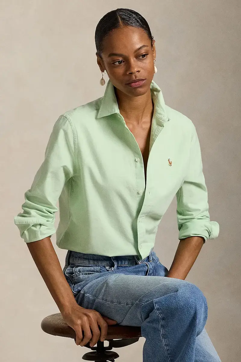 camicia in cotone donna colore bianco 211970736 Turchese miniatura 3