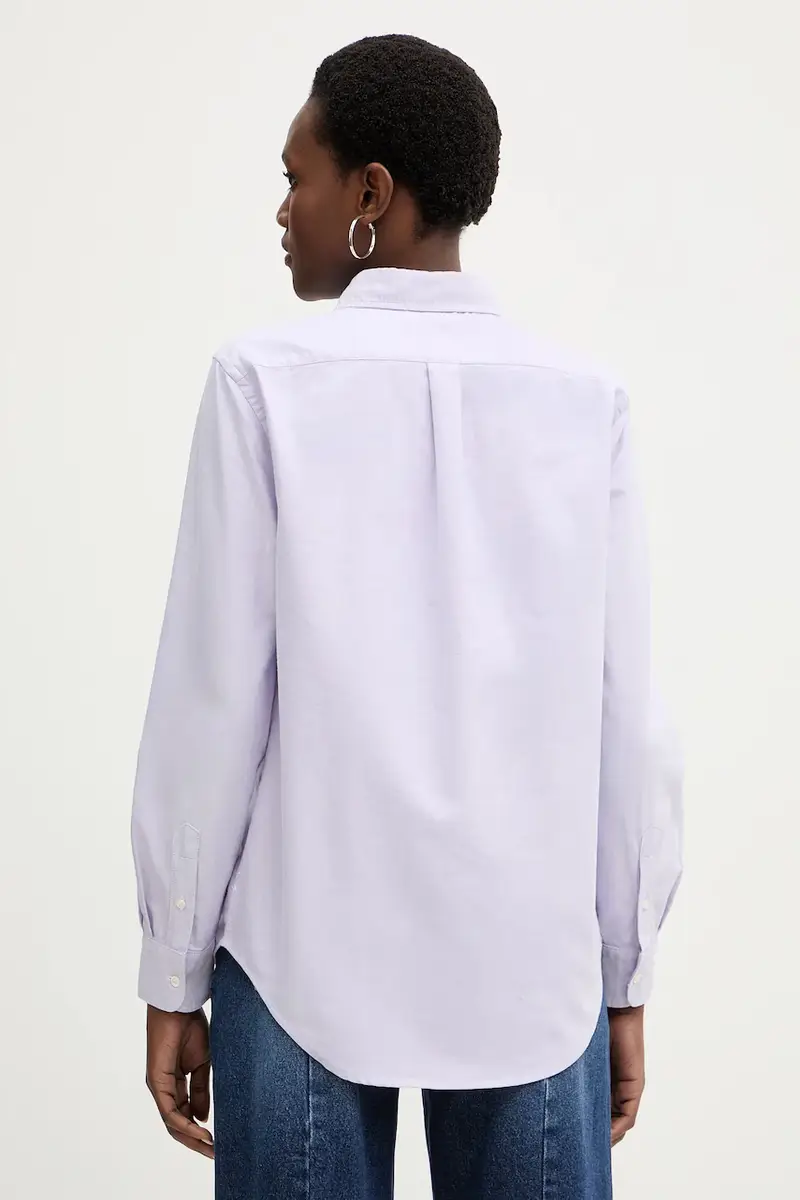 camicia in cotone donna colore bianco 211970736 Violetto miniatura 3