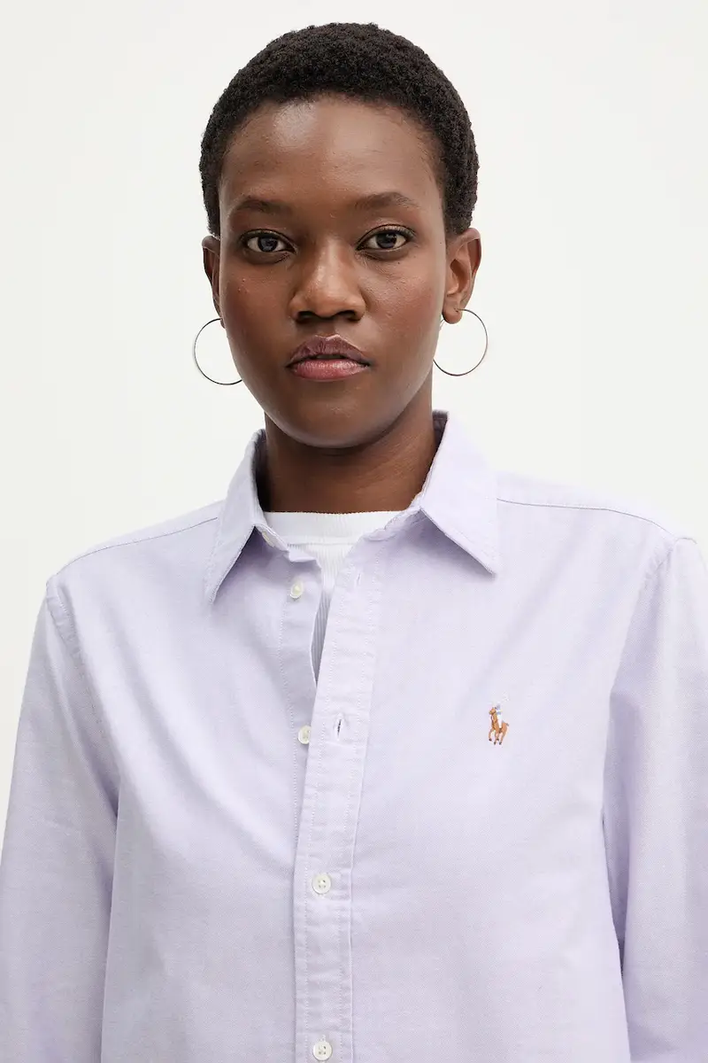 camicia in cotone donna colore bianco 211970736 Violetto miniatura 4