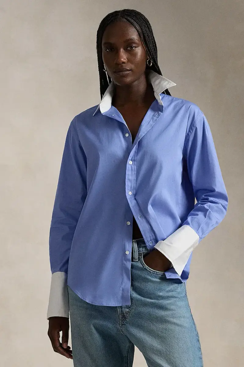 camicia in cotone donna colore blu 211891426